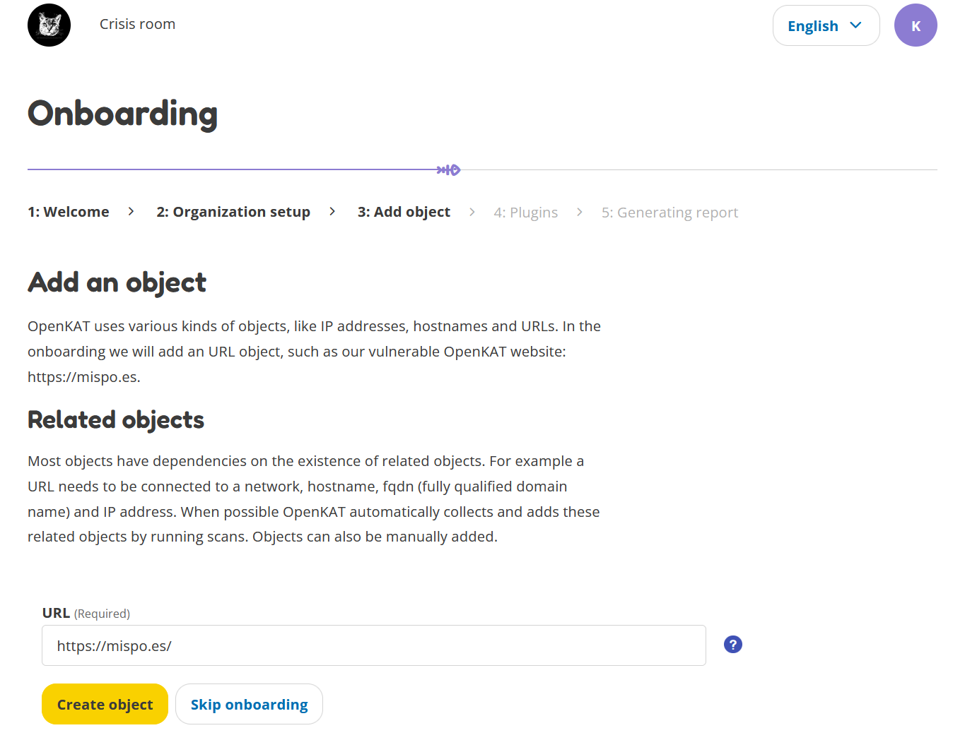 Adding your first object with dummy URL.