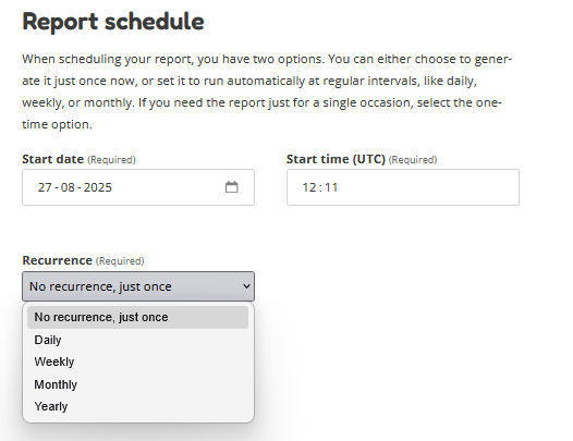 Report schedule